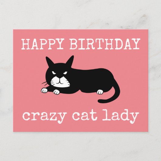 Carte Postale Joyeux anniversaire Dame aux chats fous (Devant)