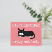Carte Postale Joyeux anniversaire Dame Chat Fou (Debout devant)