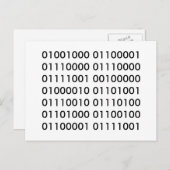 Carte Postale Joyeux anniversaire dans le code binaire (Devant / Derrière)