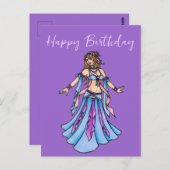 Carte Postale Joyeux Anniversaire Danseuse du Ventre (Devant / Derrière)