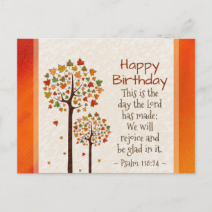Carte Postale Joyeux anniversaire d'automne Verset inspirant de 