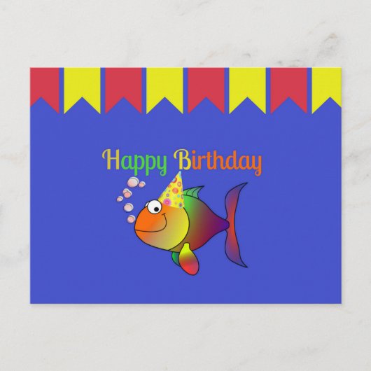 Carte Postale Joyeux Anniversaire de Bubbles le Poisson (Devant)