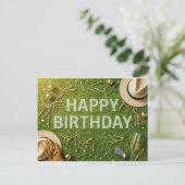 Carte Postale Joyeux anniversaire de golf sur vert (Debout devant)