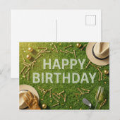 Carte Postale Joyeux anniversaire de golf sur vert (Devant / Derrière)