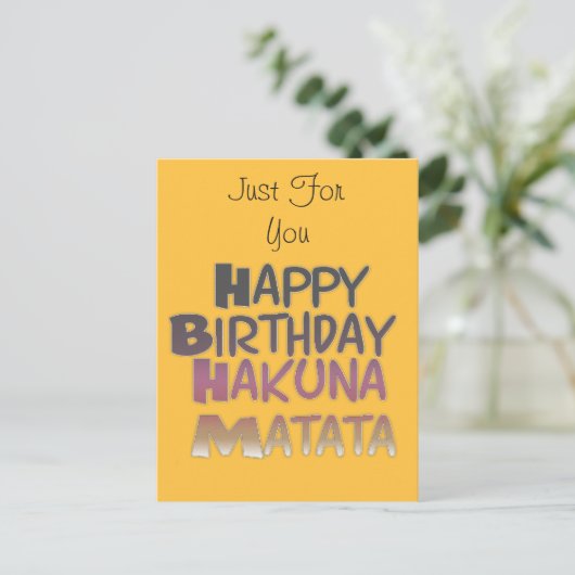 Carte Postale Joyeux anniversaire de Hakuna Matata Design (Debout devant)
