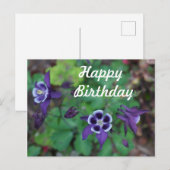 Carte Postale Joyeux Anniversaire de la Colonne violette Fleurs (Devant / Derrière)