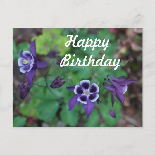 Carte Postale Joyeux Anniversaire de la Colonne violette Fleurs (Devant)