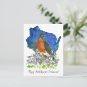 Carte Postale Joyeux Anniversaire de la part des Violettes Robin (Debout devant)