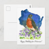 Carte Postale Joyeux Anniversaire de la part des Violettes Robin (Devant / Derrière)