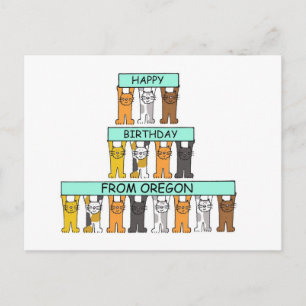 Carte Postale Joyeux anniversaire de l'Oregon Cartoon Cats