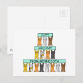 Carte Postale Joyeux anniversaire de Minnesota Cartoon Cats (Devant / Derrière)