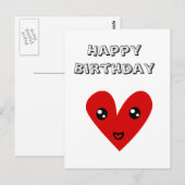 Carte Postale Joyeux anniversaire de mon coeur heureux (Devant / Derrière)