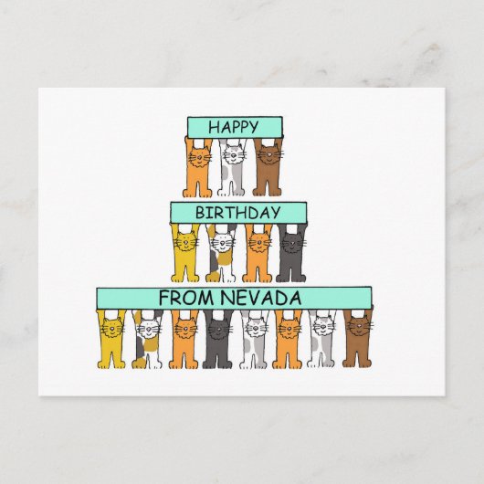 Carte Postale Joyeux anniversaire de Nevada Cartoon Cats (Devant)