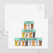Carte Postale Joyeux anniversaire de Oklahoma Cartoon Cats (Devant / Derrière)