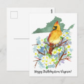 Carte Postale Joyeux anniversaire de Virginia Cardinal Dogwood  (Devant / Derrière)