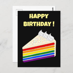 Carte Postale Joyeux Anniversaire délicieux Rainbow Vanilla Cake