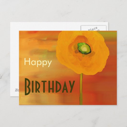 Carte Postale Joyeux anniversaire, des pavots en fleurs (Devant / Derrière)