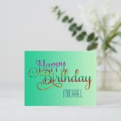 Carte Postale JOYEUX ANNIVERSAIRE - design de texte + vos propre (Debout devant)
