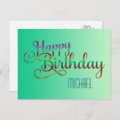 Carte Postale JOYEUX ANNIVERSAIRE - design de texte + vos propre (Devant / Derrière)