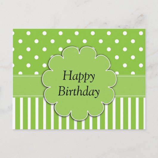 Carte Postale Joyeux Anniversaire - Dessin chartreuse et blanc (Devant)