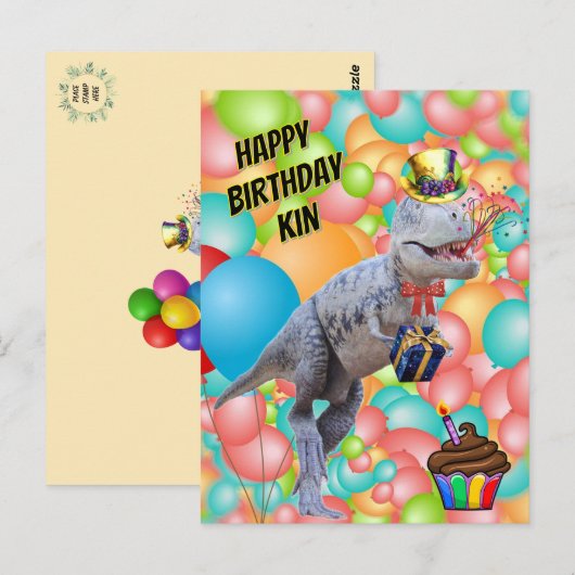 Carte Postale Joyeux Anniversaire Dinosaure ! (Personnaliser le (Devant / Derrière)