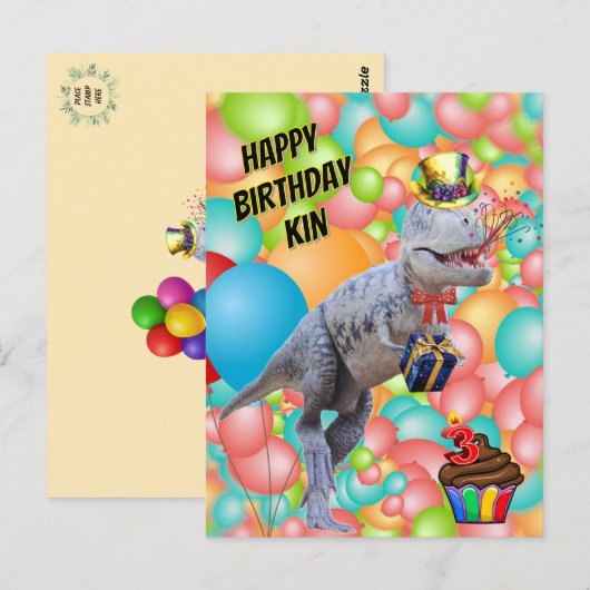 Carte Postale Joyeux Anniversaire Dinosaure ! (Personnaliser le  (Devant / Derrière)