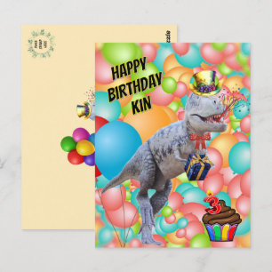 Carte Postale Joyeux Anniversaire Dinosaure ! (Texte personnalis