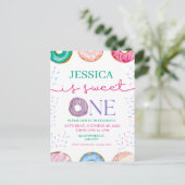 Carte Postale Joyeux anniversaire Donut mignon 1er anniversaire (Debout devant)