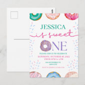 Carte Postale Joyeux anniversaire Donut mignon 1er anniversaire (Devant / Derrière)