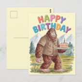 Carte Postale Joyeux anniversaire drôle BigFoot Sasquatch (Devant / Derrière)