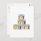 Carte Postale Joyeux anniversaire du groupe Cartoon Cats (Devant / Derrière)