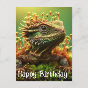 Carte Postale Joyeux anniversaire du Lizard à la mousse dans le 