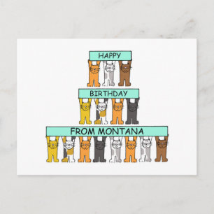Carte Postale Joyeux anniversaire du Montana Cartoon Cats