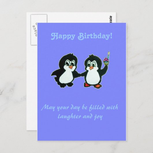 Carte Postale Joyeux anniversaire du Pingouin (Devant / Derrière)
