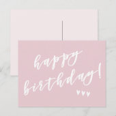 Carte Postale Joyeux Anniversaire ! Dusty Pink Brush Script (Devant / Derrière)