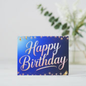 Carte Postale Joyeux Anniversaire Écriture Cursive avec Rubans D (Debout devant)