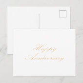 Carte Postale Joyeux Anniversaire écriture script police or blan (Devant / Derrière)