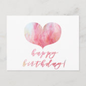 Carte Postale Joyeux anniversaire ! Élégant Coeur d'Agate Rose (Devant)