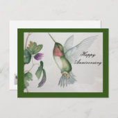 Carte Postale Joyeux Anniversaire élégant doux colibri (Devant / Derrière)