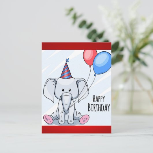 Carte Postale Joyeux Anniversaire Eléphant (Debout devant)