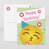 Carte Postale Joyeux Anniversaire Émoticône Bisou Point Vert Mig (Devant / Derrière)
