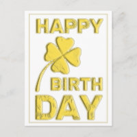 Joyeux anniversaire en or avec trèfle à 4 feuilles