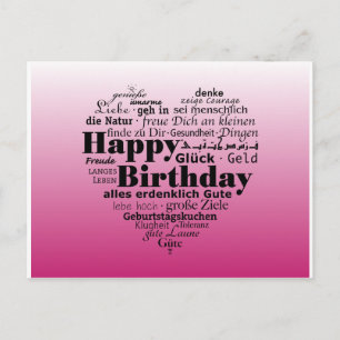 Carte Postale Joyeux anniversaire en plusieurs langues
