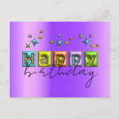Carte Postale Joyeux Anniversaire en typographie 3D gonflée et é (Devant)