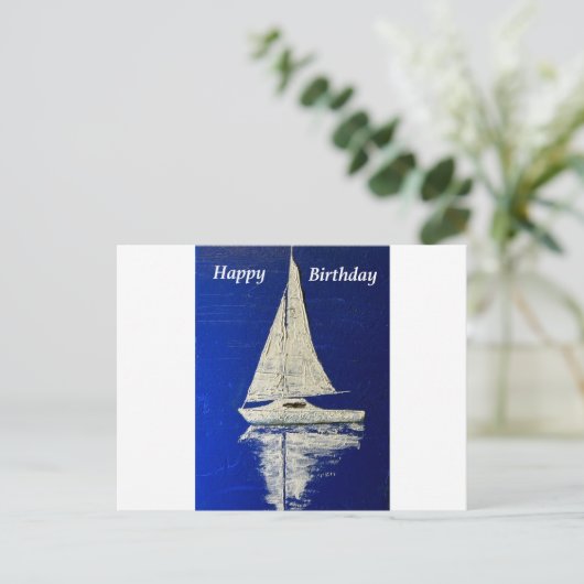Carte Postale Joyeux Anniversaire en voilier (Debout devant)