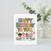 Carte Postale Joyeux Anniversaire Enfants (Debout devant)