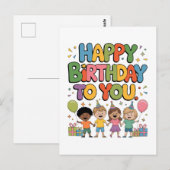 Carte Postale Joyeux Anniversaire Enfants (Devant / Derrière)