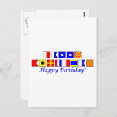 Carte Postale Joyeux anniversaire épelé dans l'alphabet du drape (Devant / Derrière)