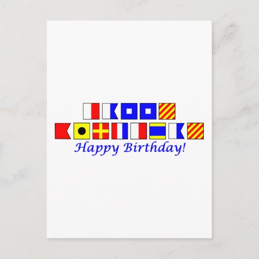 Carte Postale Joyeux anniversaire épelé dans l'alphabet du drape (Devant)