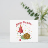 Carte Postale Joyeux anniversaire ! Escargot Confetti (Debout devant)
